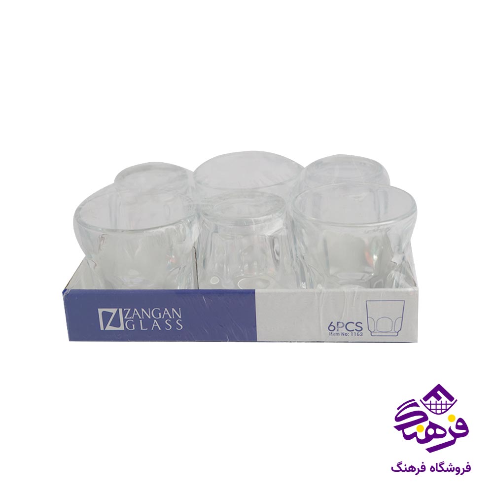نیم لیوان بلور زنگان مدل عینکی شیرینگ (6 عددی)