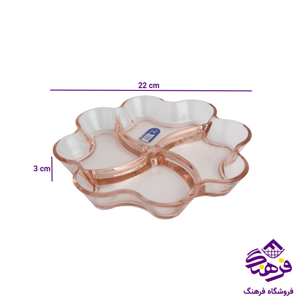 اردو خوری بلور کاوه مدل فلاور 4 خانه صورتی 