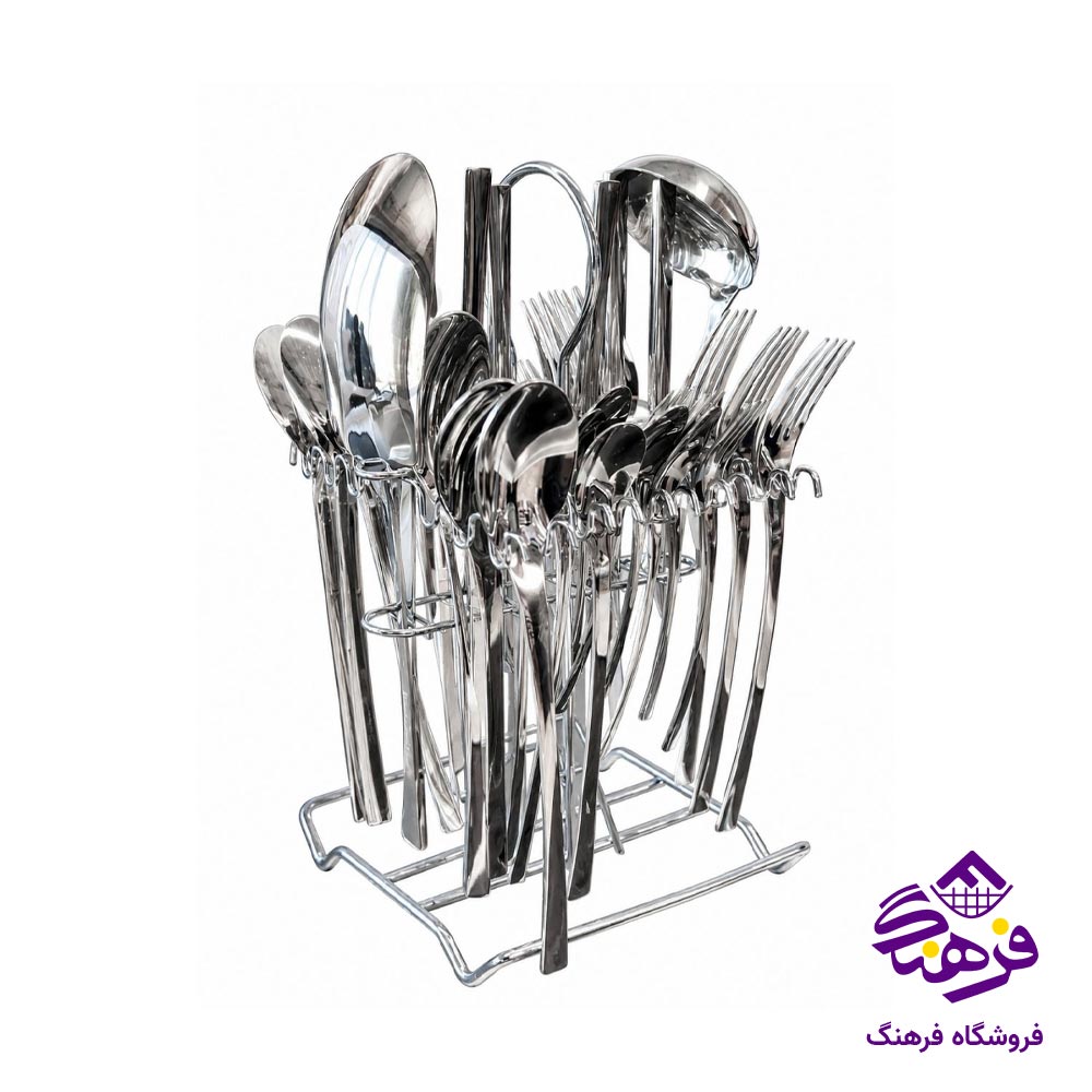 سرویس قاشق چنگال 38 پارچه استیل استند دار اویز رومانزو
