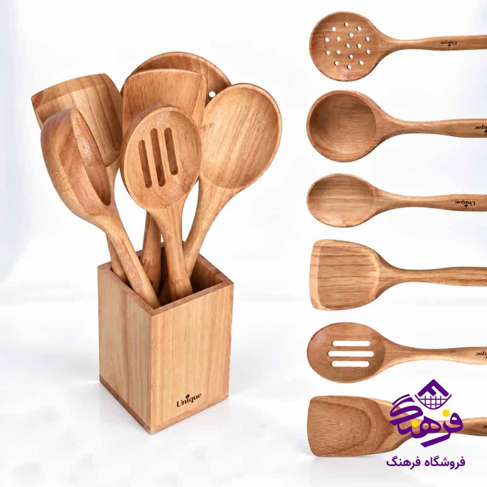 ست کفگیر و ملاقه چوبی 7 پارچه یونیک 1106