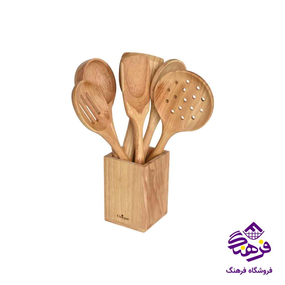 ست کفگیر و ملاقه چوبی 7 پارچه یونیک 1106