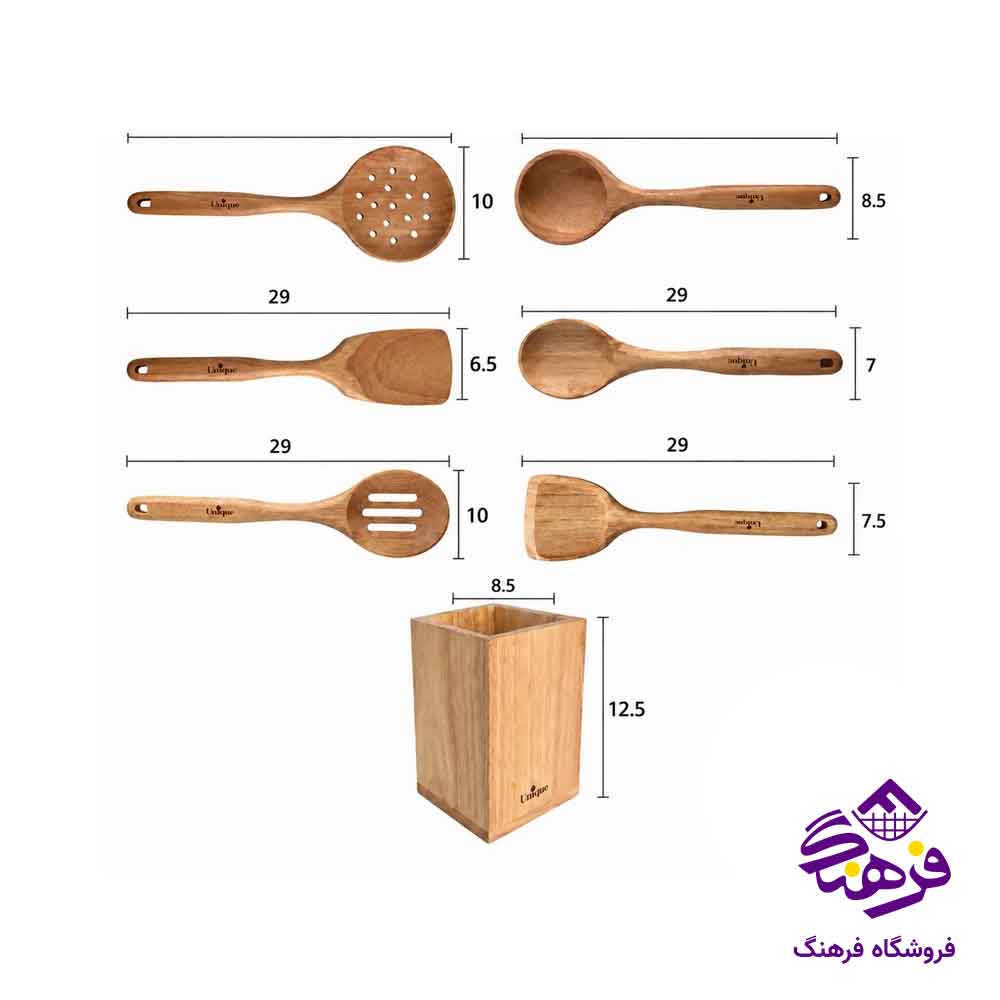 ست کفگیر و ملاقه چوبی 7 پارچه یونیک 1106