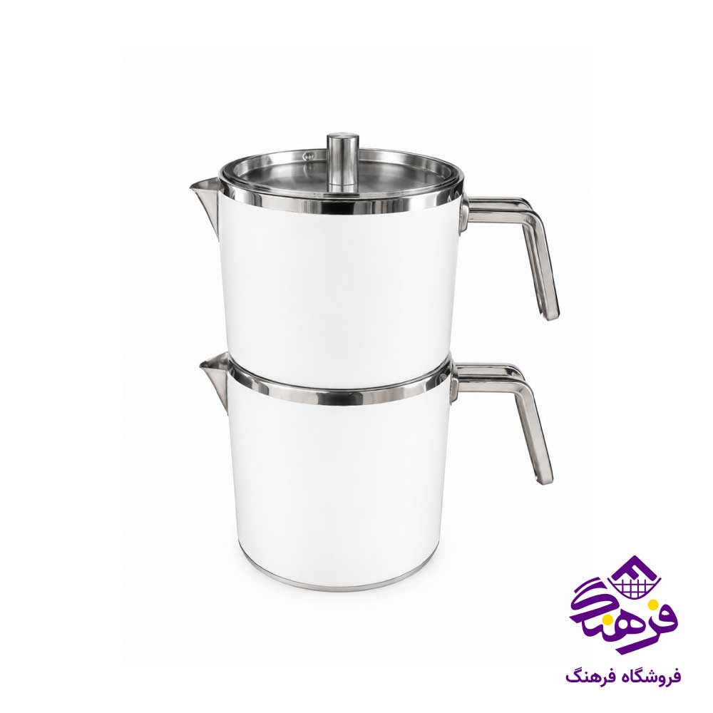 کتری قوری دسته استیل KST مدل ژمبو سفید 2223