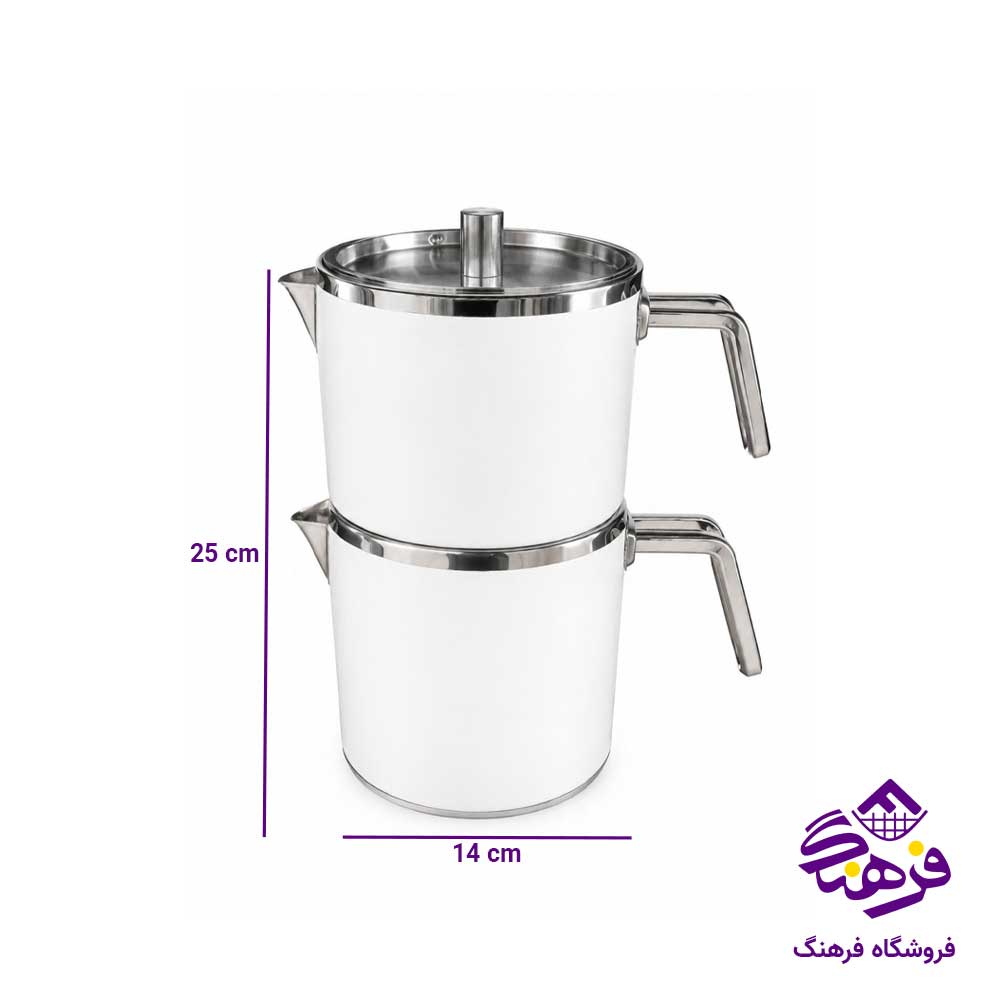 کتری قوری دسته استیل KST مدل ژمبو سفید 2223