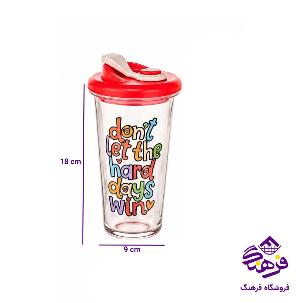 لیوان شیکر شیشه ای لیمون مدل چاپدار 380 سی سی کد 251400