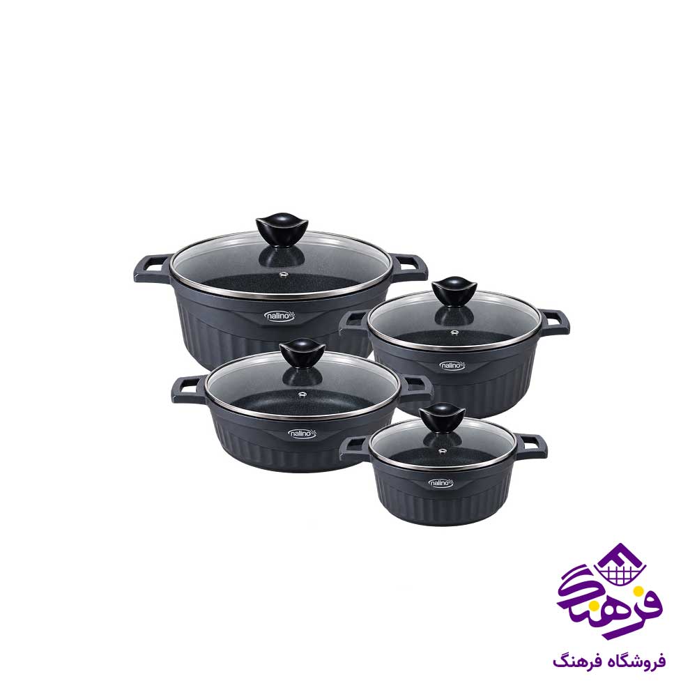 سرویس قابلمه 8 پارچه نالینو مدل Alenso مشکی 1819