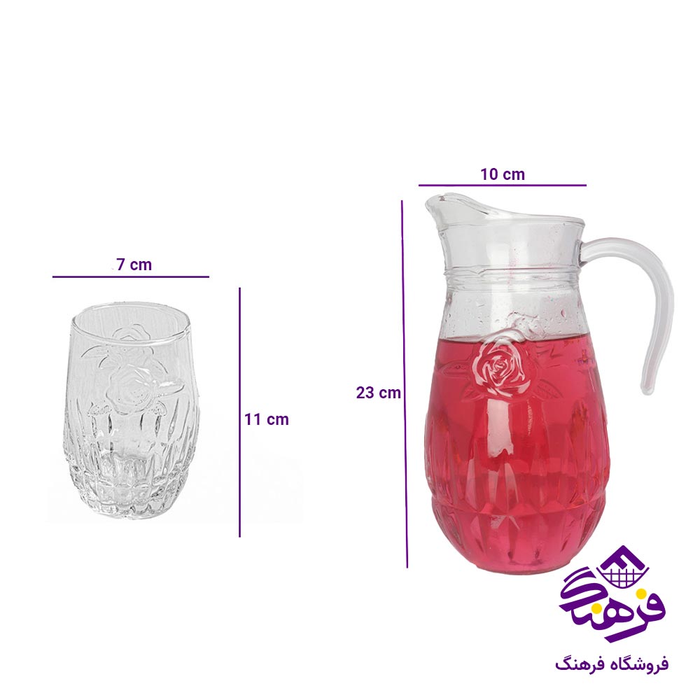 پارچ و لیوان بلور کاوه مدل رزا 