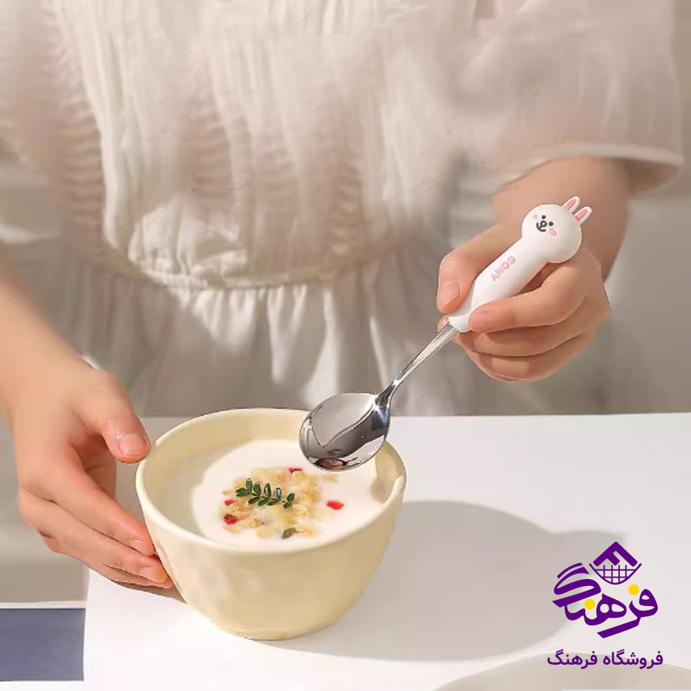 قاشق چنگال کودک دسته سيليکوني