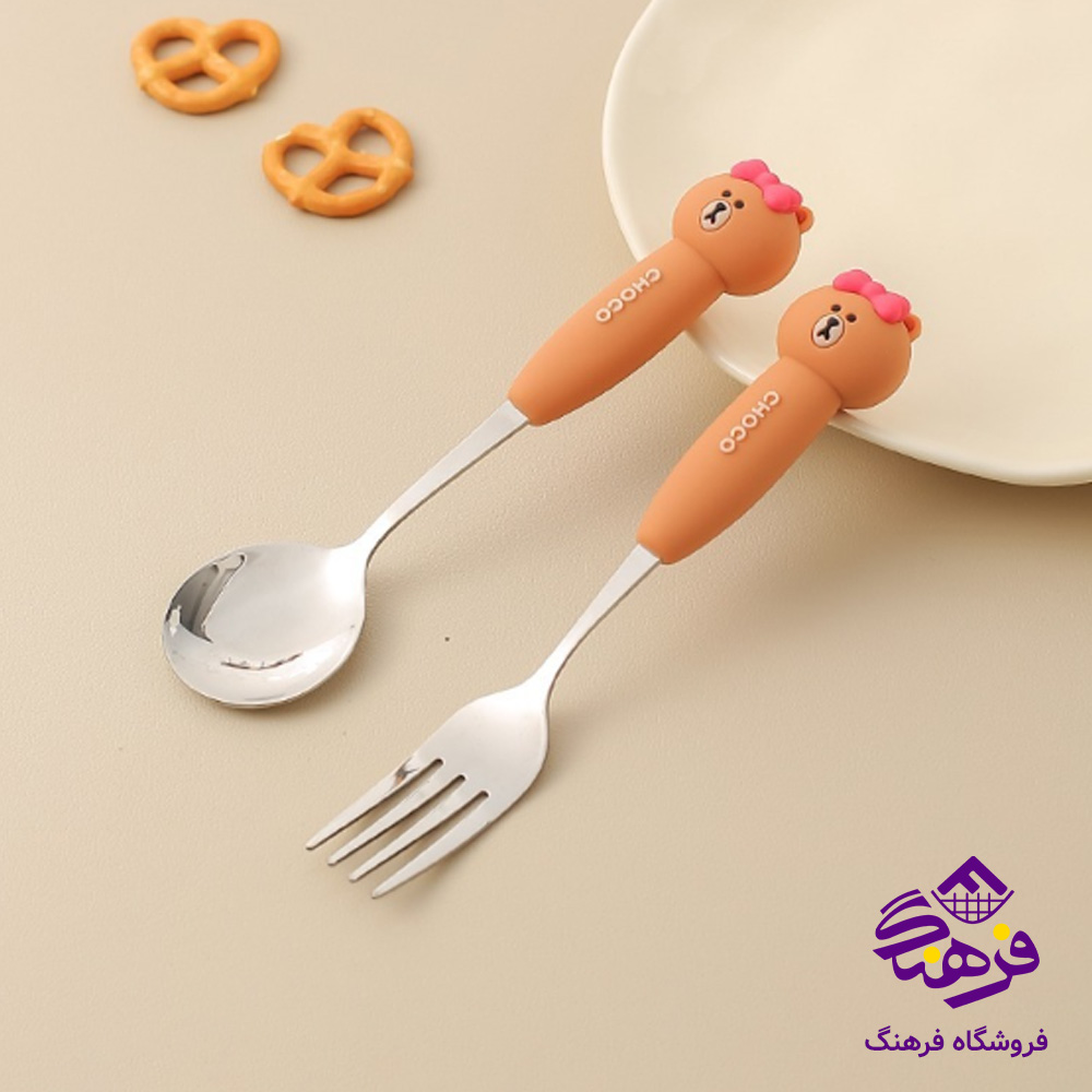 قاشق چنگال کودک دسته سيليکوني
