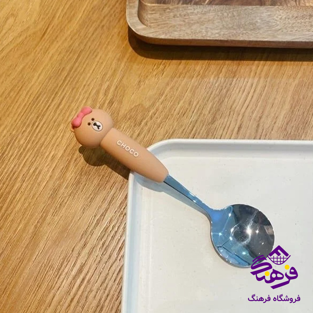 قاشق چنگال کودک دسته سيليکوني