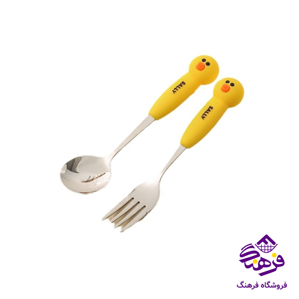 قاشق چنگال کودک دسته سيليکوني