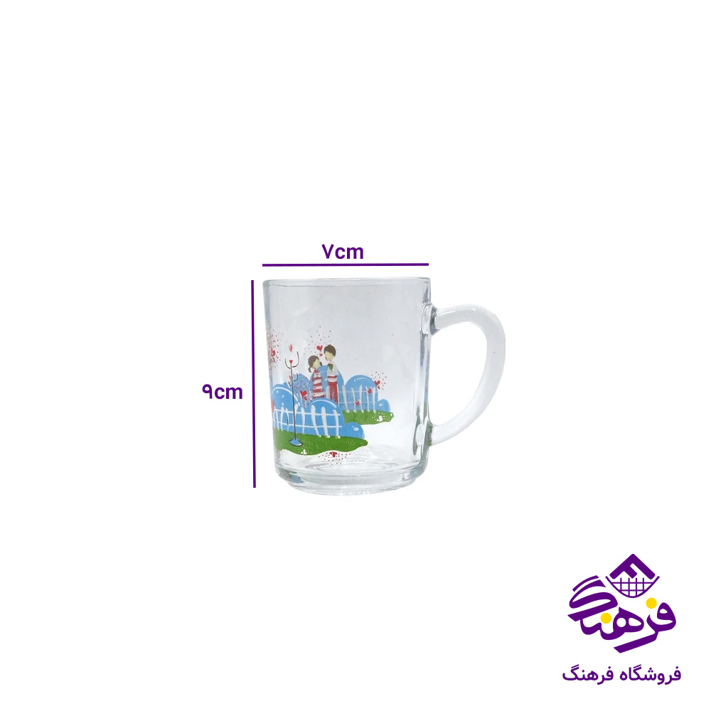 لیوان اذرخش دسته دار چاپی شیرینگ بلور کاوه