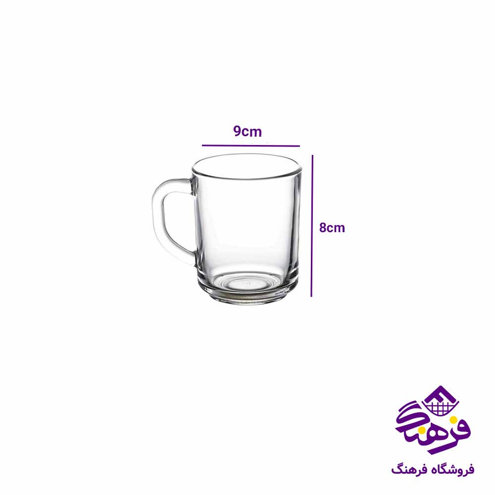 لیوان دسته دار بلور کاوه مدل اذرخش (6 عددی)  