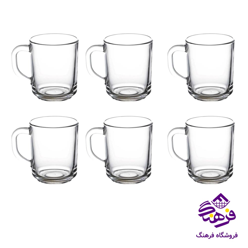 لیوان دسته دار بلور کاوه مدل اذرخش (6 عددی)  