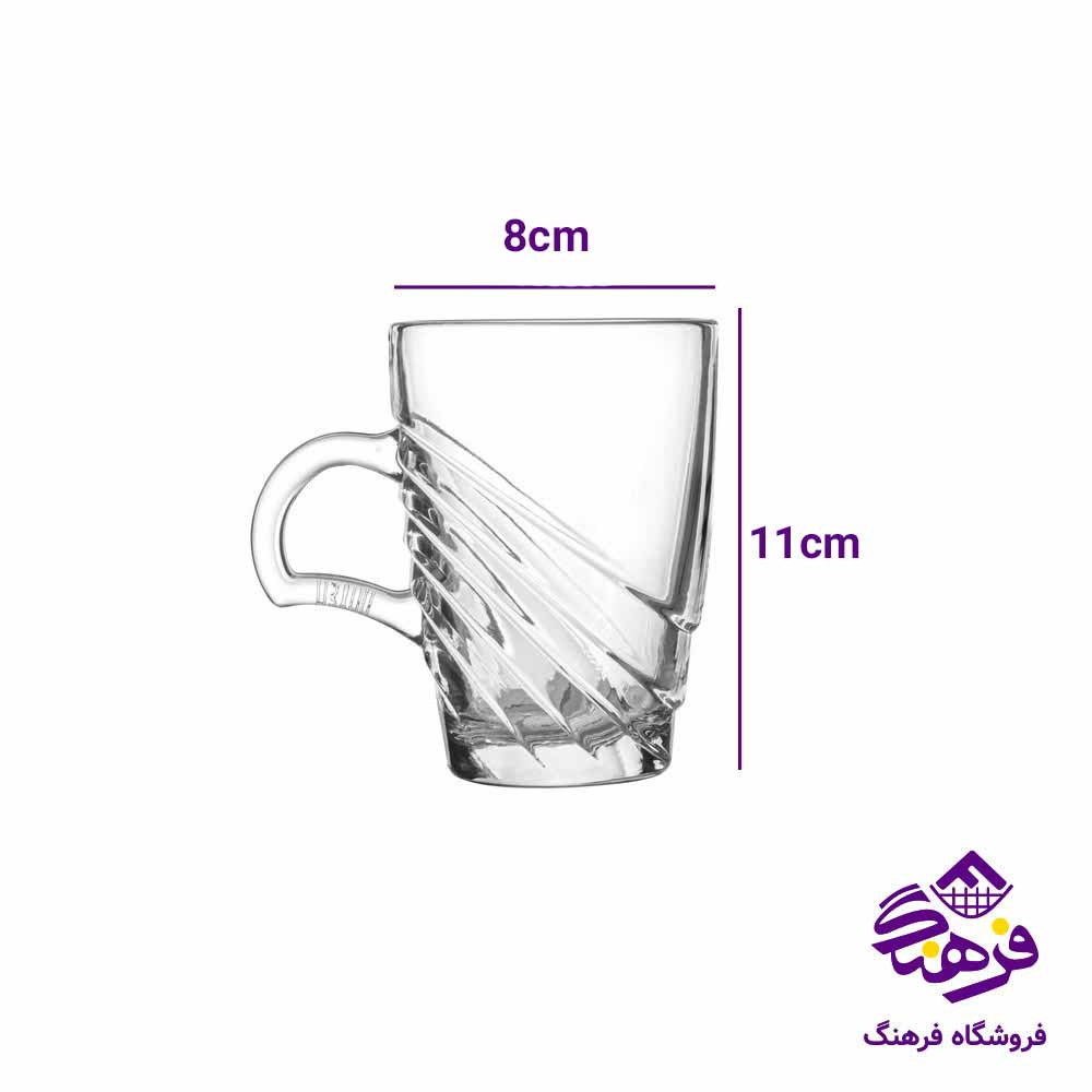لیوان دسته دار بلور کاوه مدل کادیز (6 عددی)