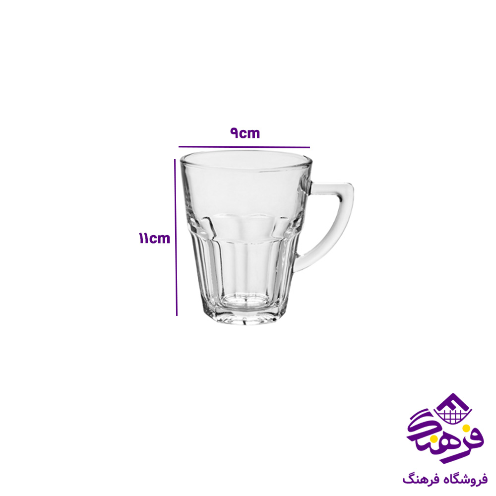  لیوان دسته دار بلور کاوه مدل کیوتو  (6عددی)