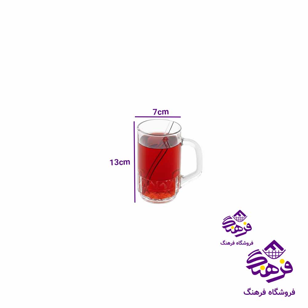  لیوان دسته دار بلورکاوه مدل ارتا (6عددی)