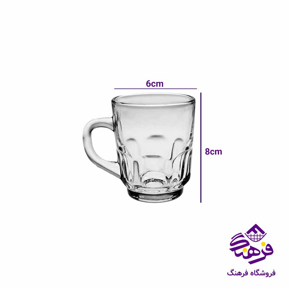 نیم لیوان دسته دار بلورکاوه مدل عینکی (6عددی)