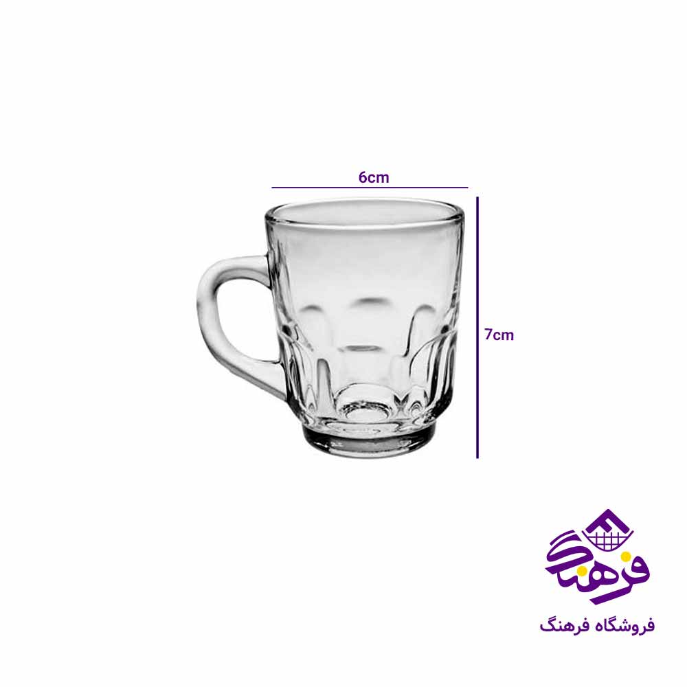  نیم لیوان دسته دار  بلورکاوه مدل عینکی (6عددی)