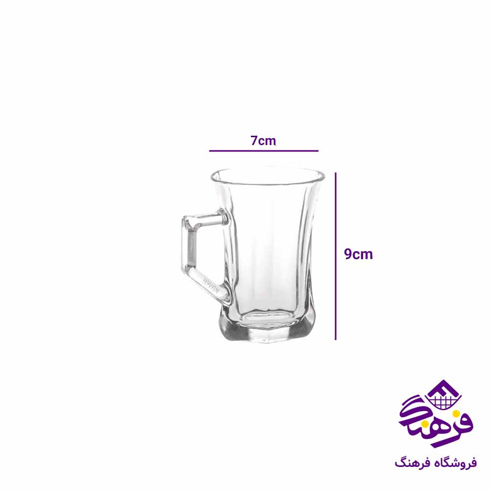  نیم لیوان دسته دار بلورکاوه مدل موناکو (6عددی)