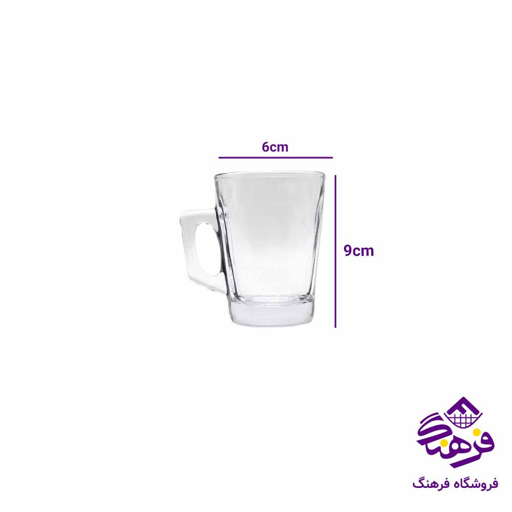 نیم لیوان دسته دار بلورکاوه مدل کاسپین (6عددی) 
