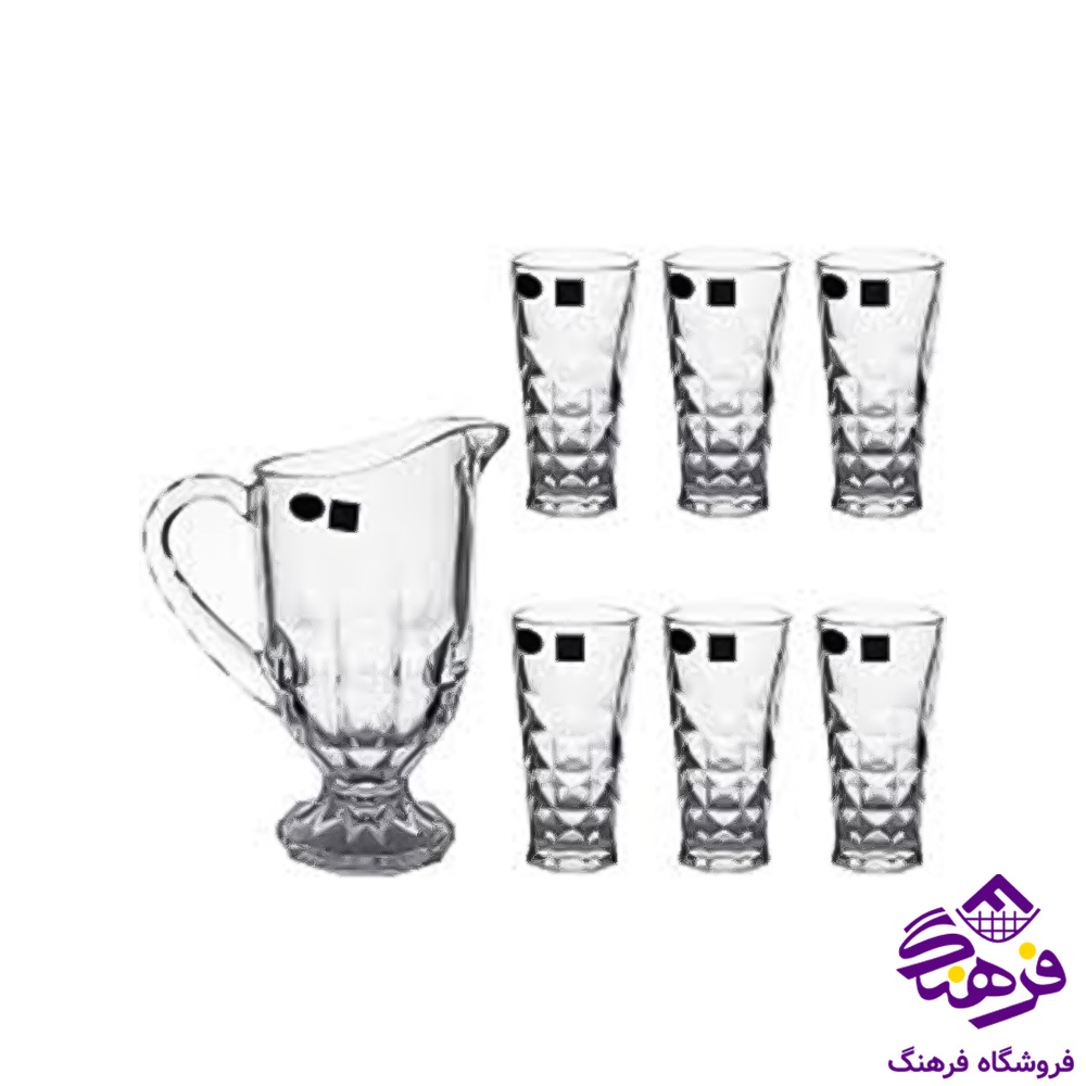 پارچ و لیوان چین اکوامارین لب طلا