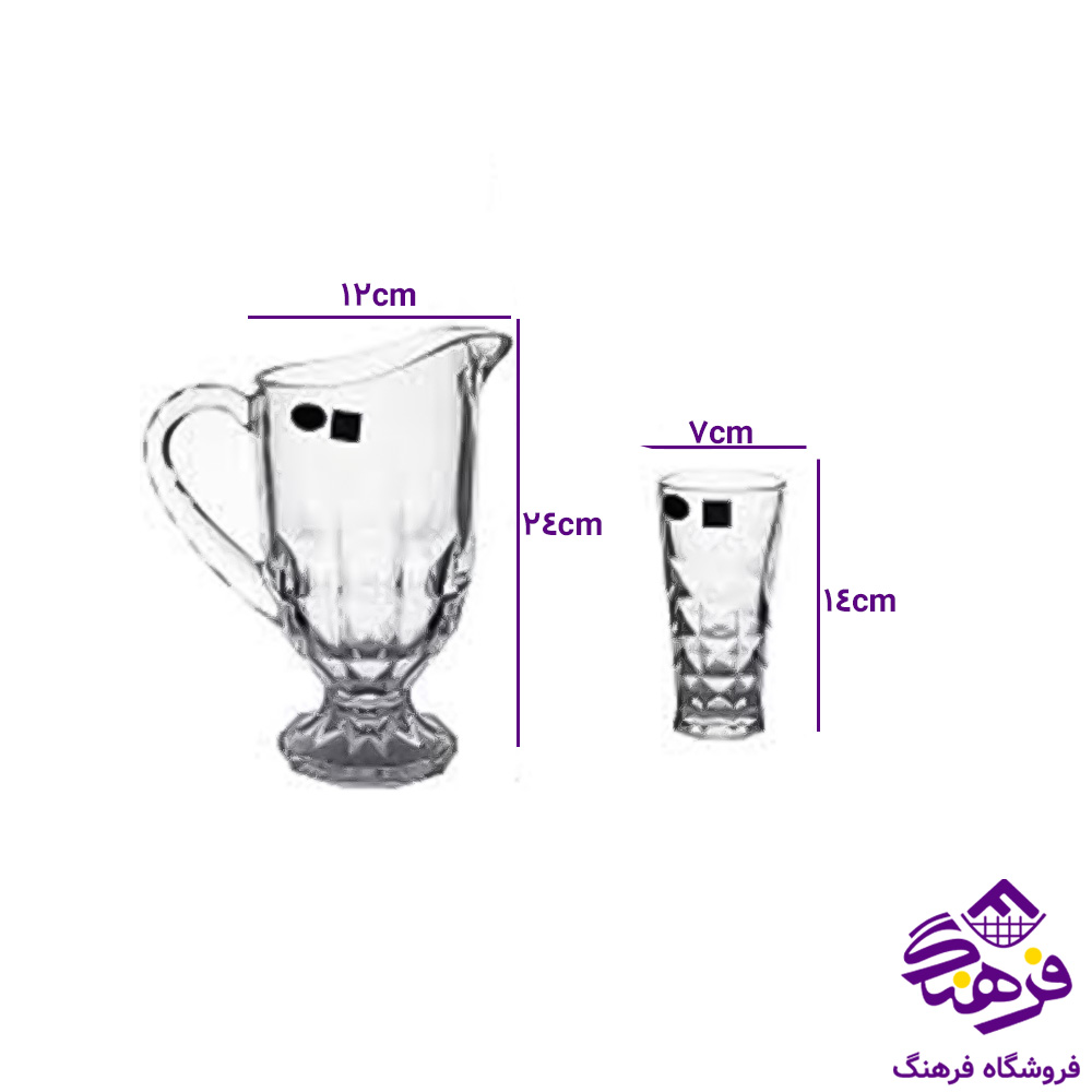 پارچ و لیوان چین اکوامارین لب طلا