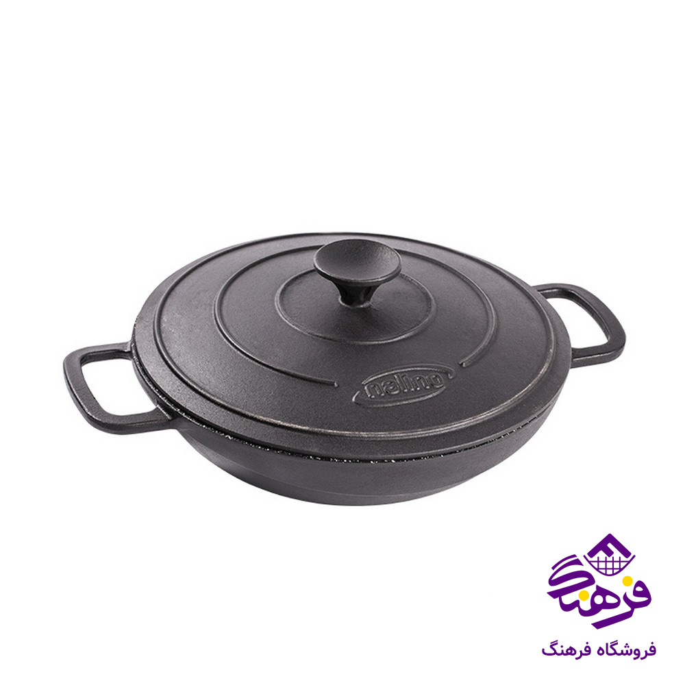 تابه نالینو ووک چدن سایز 28 درب دار مدل Feleti