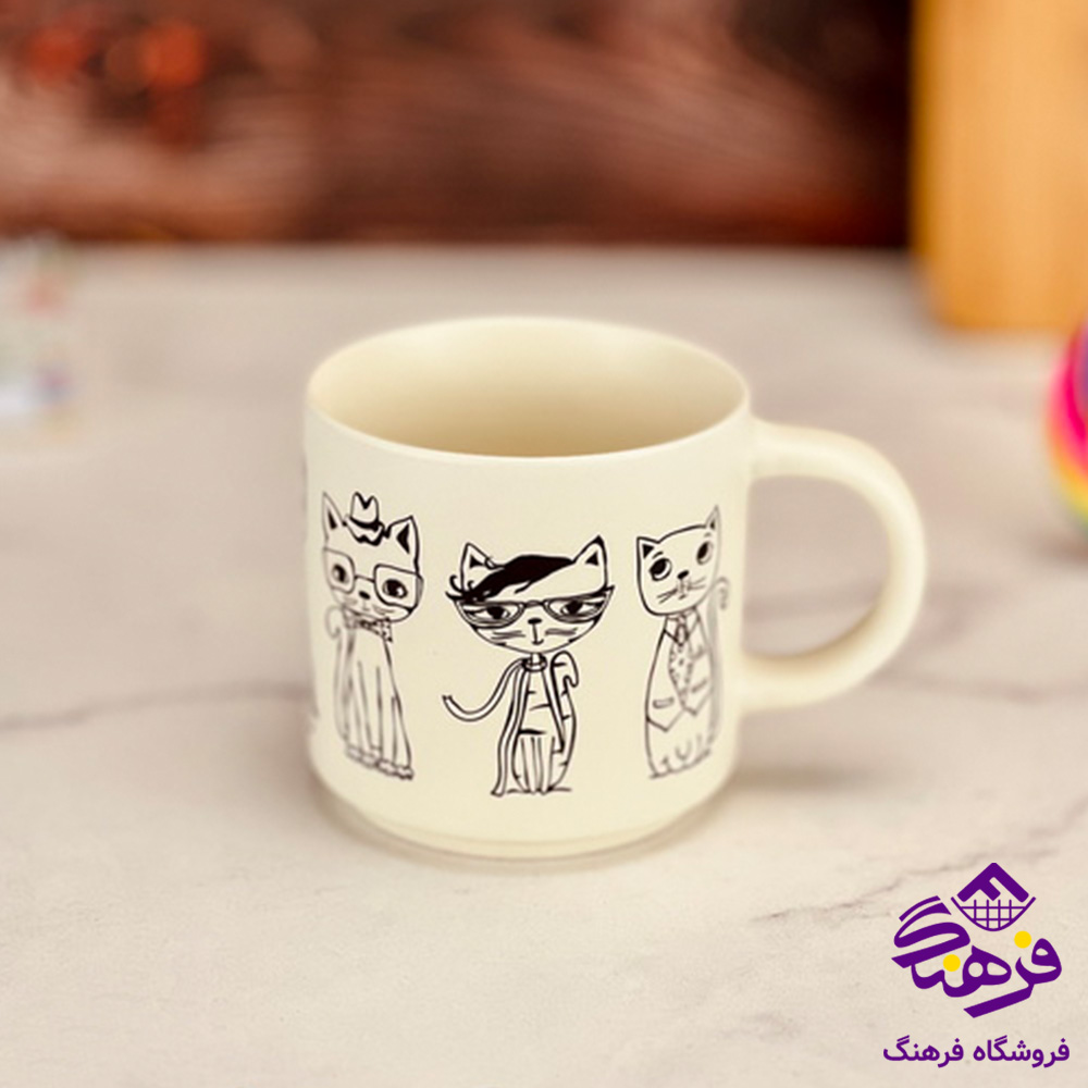لیوان سرامیکی گربه سفید