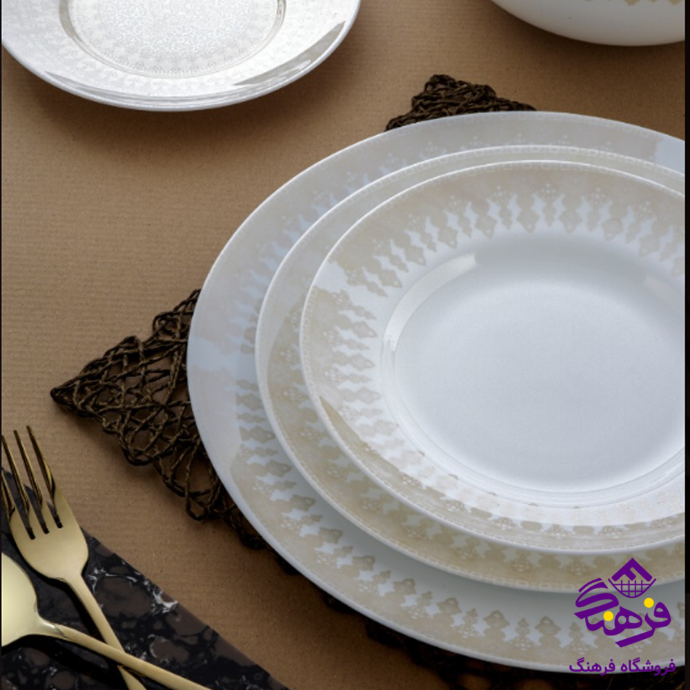 سرویس 26پارچه بن ایسان عسلی گلدن اپال