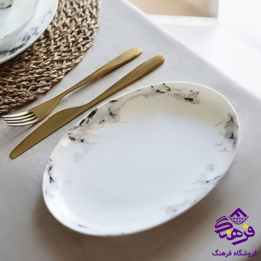 ديس بيضي ديوالي ماربل مشکي گلدن اپال 12دک
