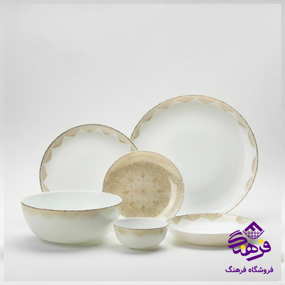 سرويس 26پارچه ديوالي انجل عسلي گلدن اپال