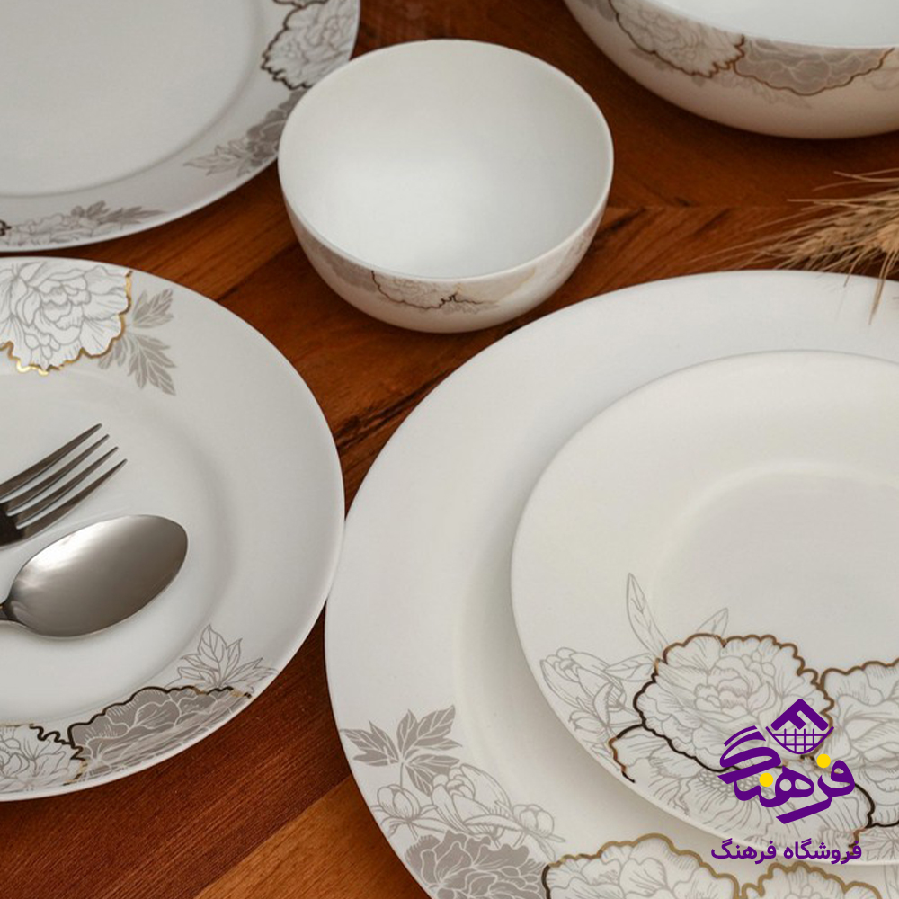 سرويس 26پارچه ديوالي گلسا طلايي گلدن اپال