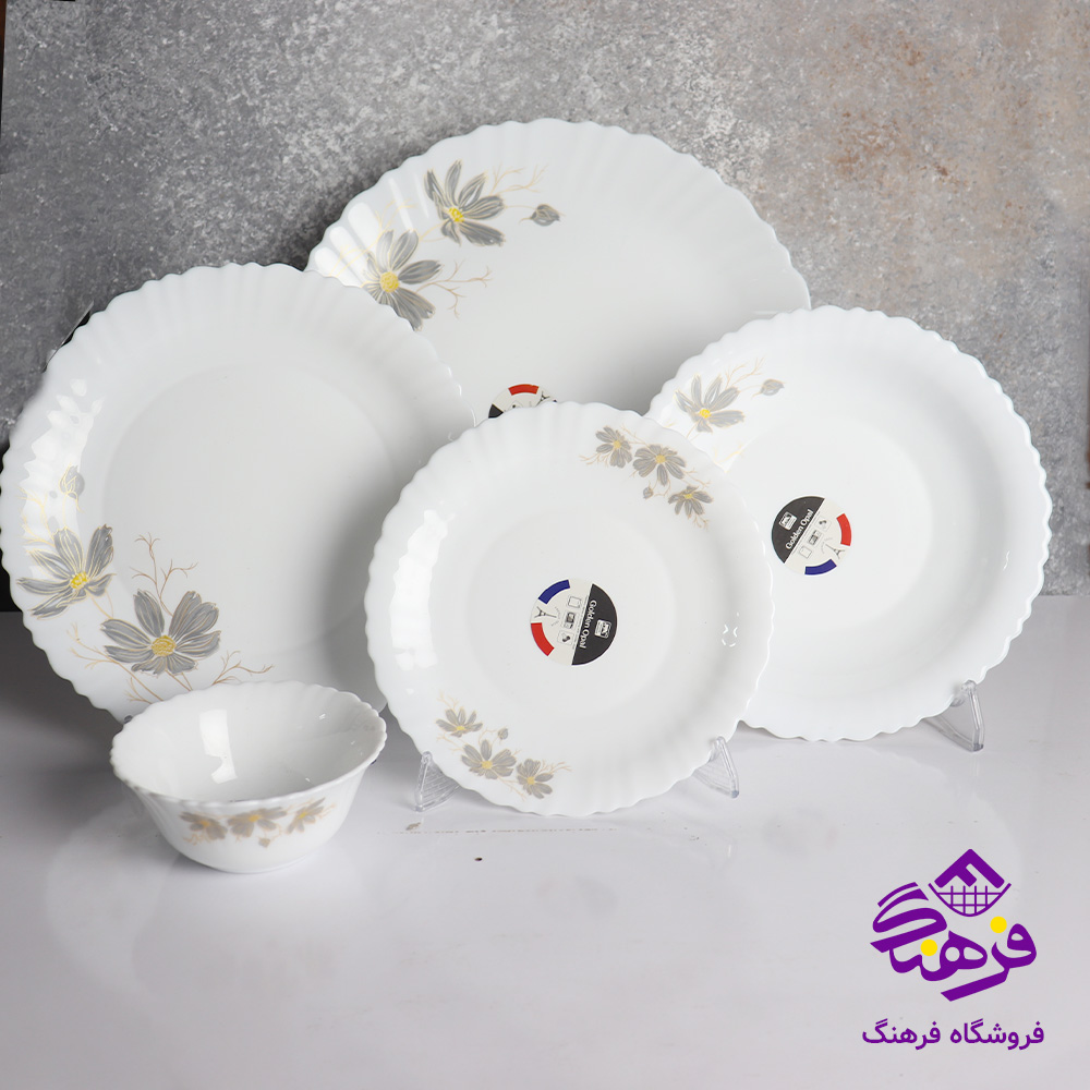 سرويس 25پارچه کنگره شقايق طوسي گلدن اپال