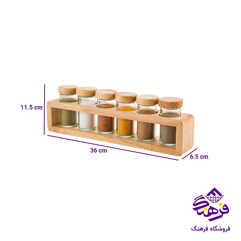 ست ادویه پاش درب چوبی لیمون (6 عددی)