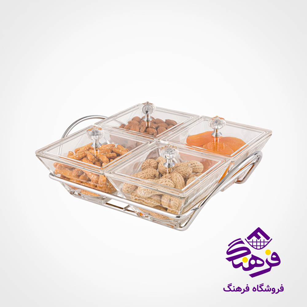 اردو خوری لیمون شیشه ای مربع 4خانه