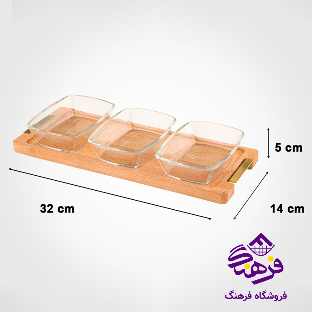 اردو پايه چوبي مستطيل (3عددي) سایز بزرگ ليمون
