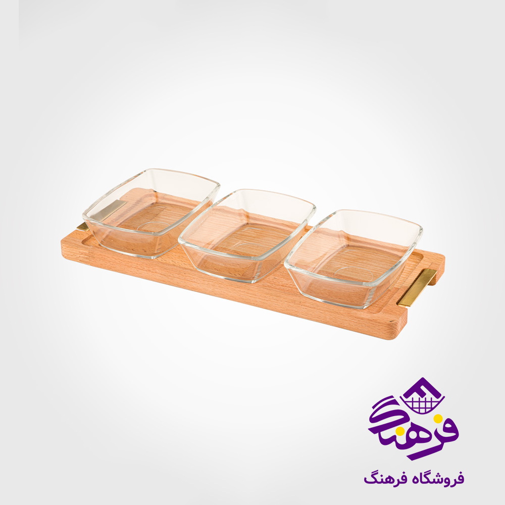 اردو پايه چوبي مستطيل (3عددي) سایز بزرگ ليمون