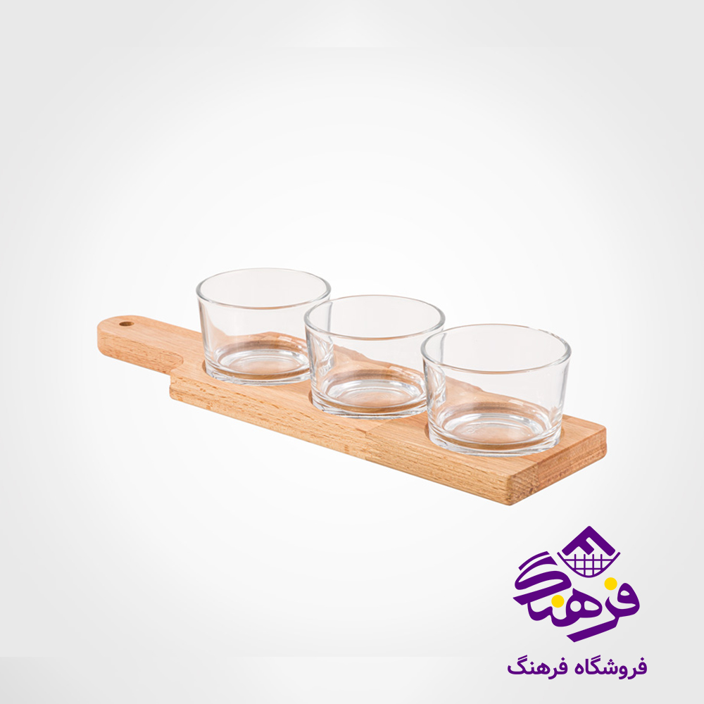 اردو خوری لیمون پایه چوبی گرد (3عددی)