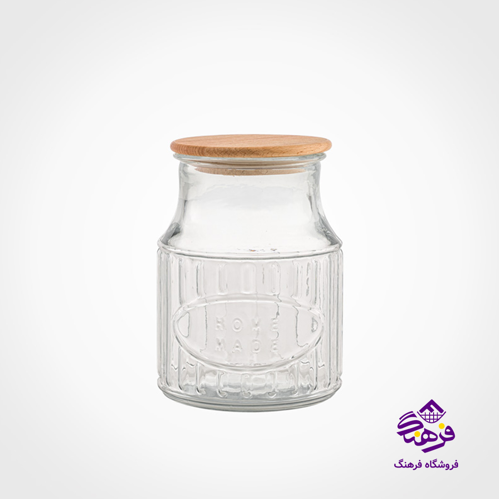 بانکه لیمون شیشه 1لیتر درب چوبی