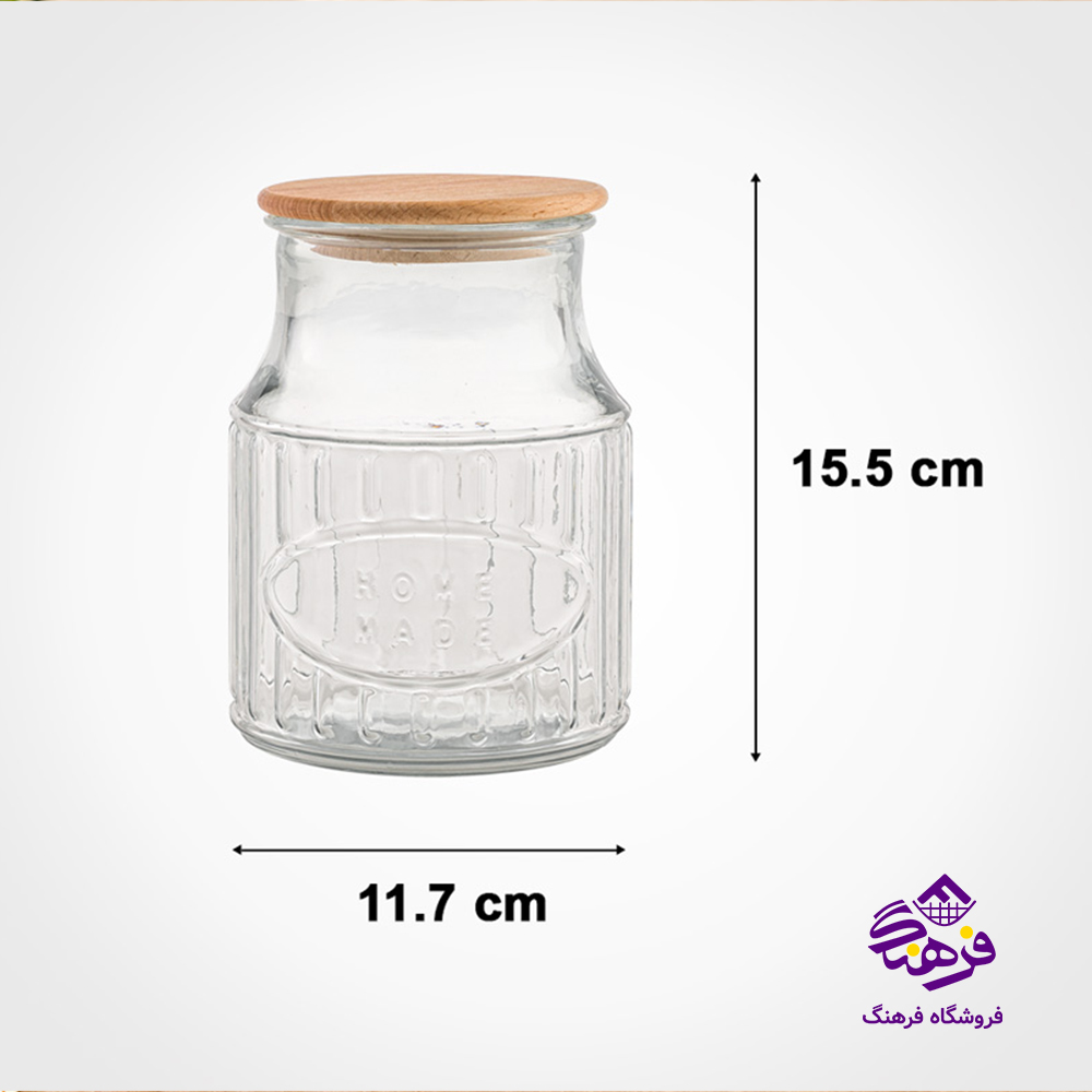 بانکه لیمون شیشه 1لیتر درب چوبی