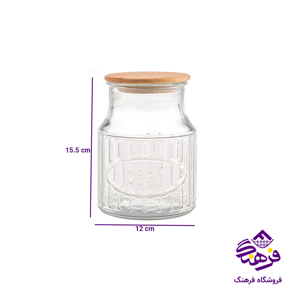 بانکه درب چوبی شیشه 1 لیتر لیمون