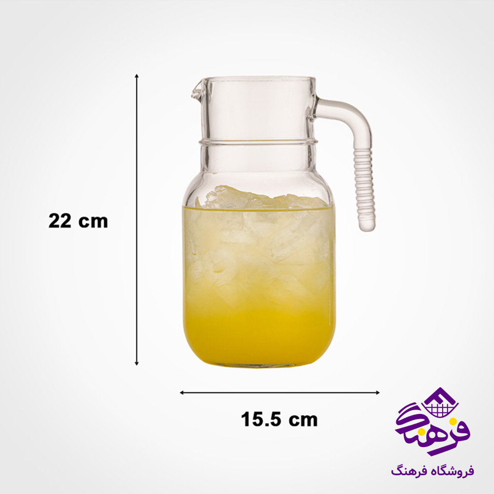 پارچ لیمون شیشه ای ساده - شیاردار 1/5لیتر