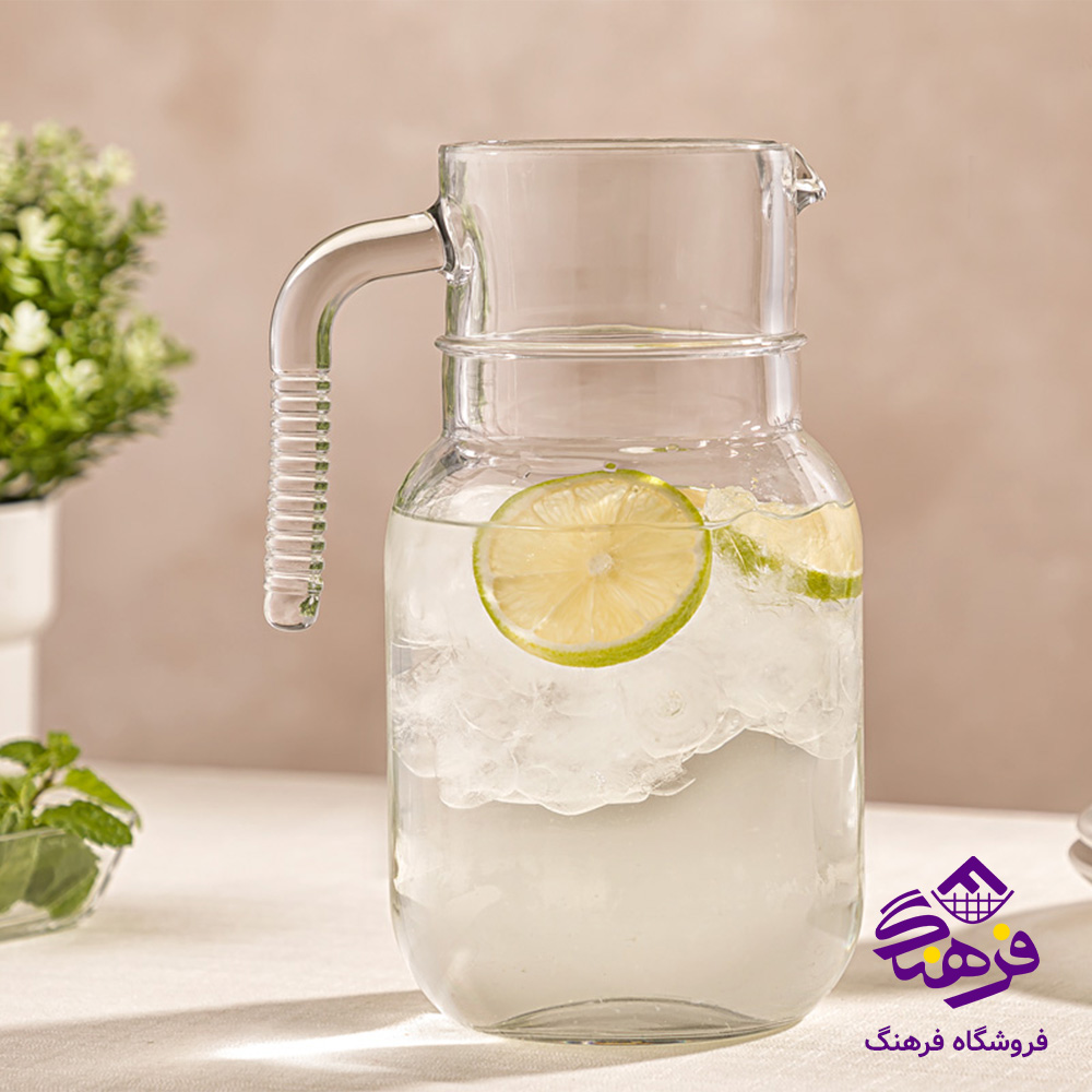 پارچ لیمون شیشه ای ساده - شیاردار 1/5لیتر