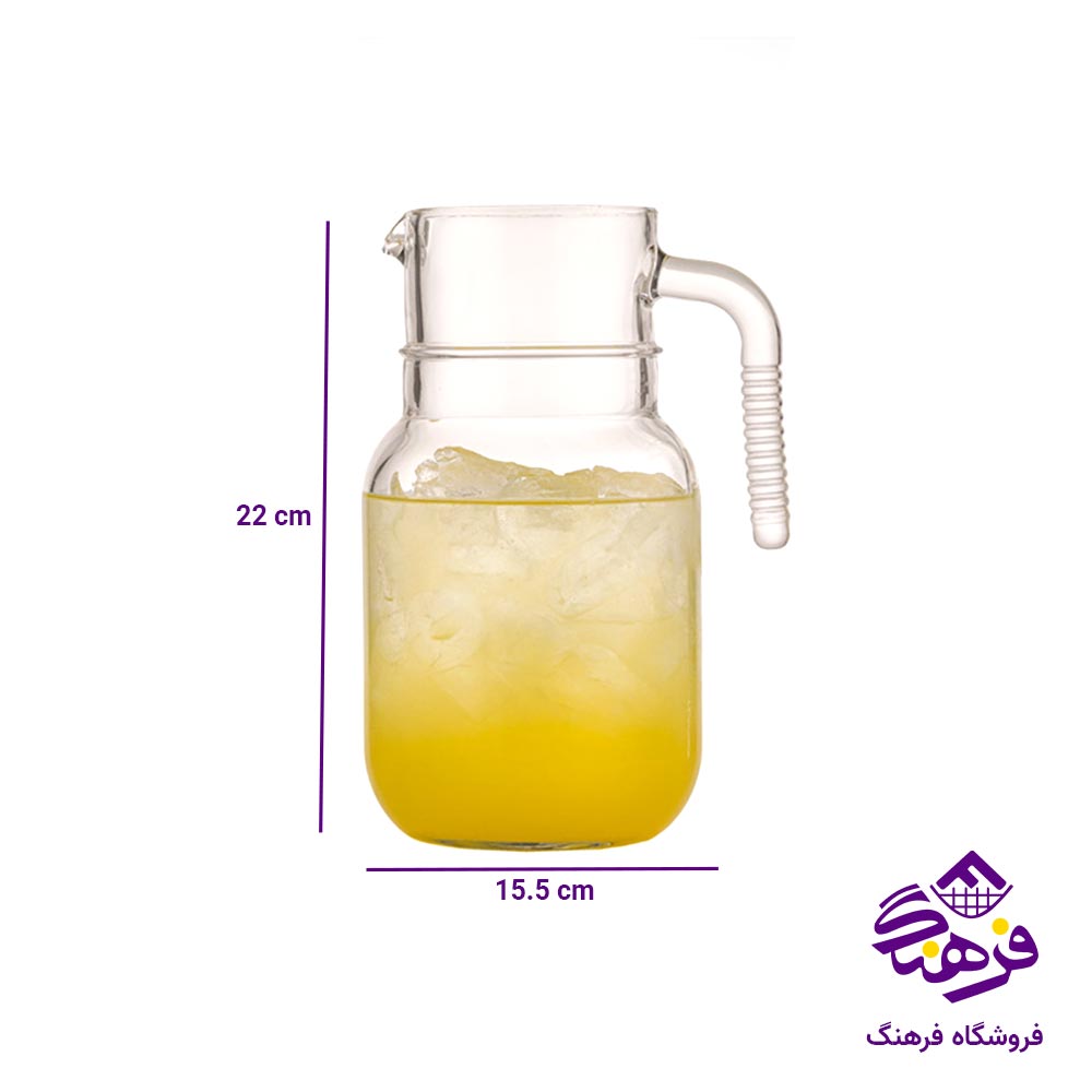 پارچ شیشه ای ساده 1.5 لیتر لیمون مدل شیاردار