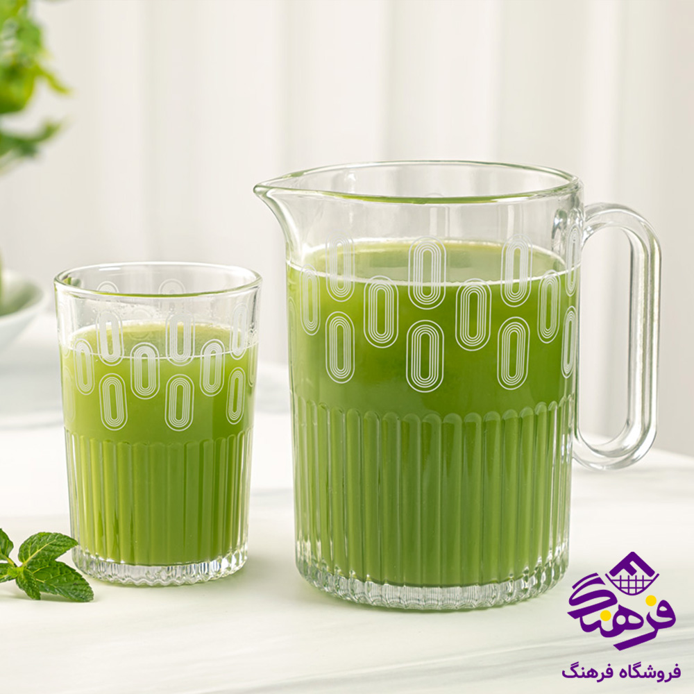 پارچ و لیوان لیمون شیاردار چاپی