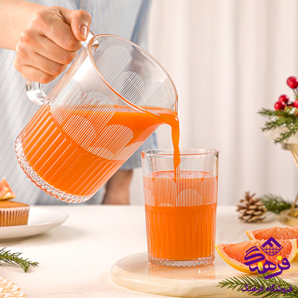 پارچ و لیوان لیمون شیاردار چاپی
