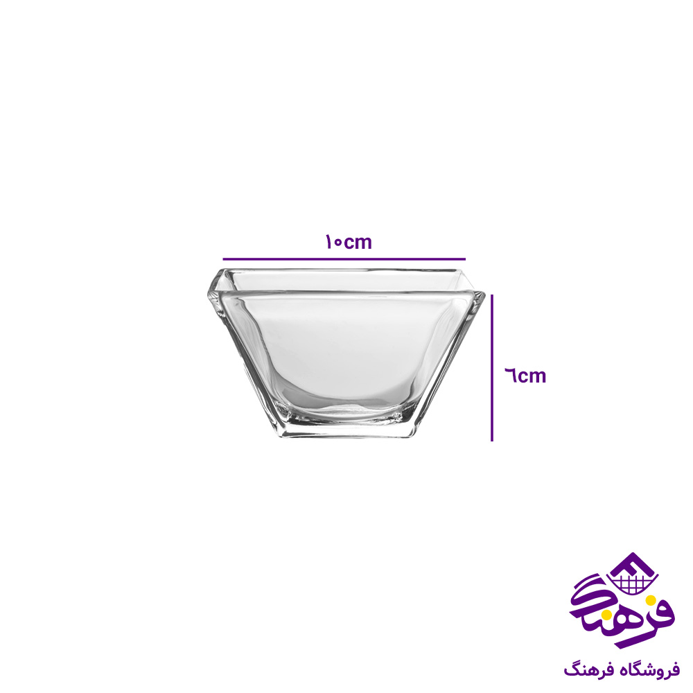کاسه سرو مربع شیشه ای 6 عددی لیمون