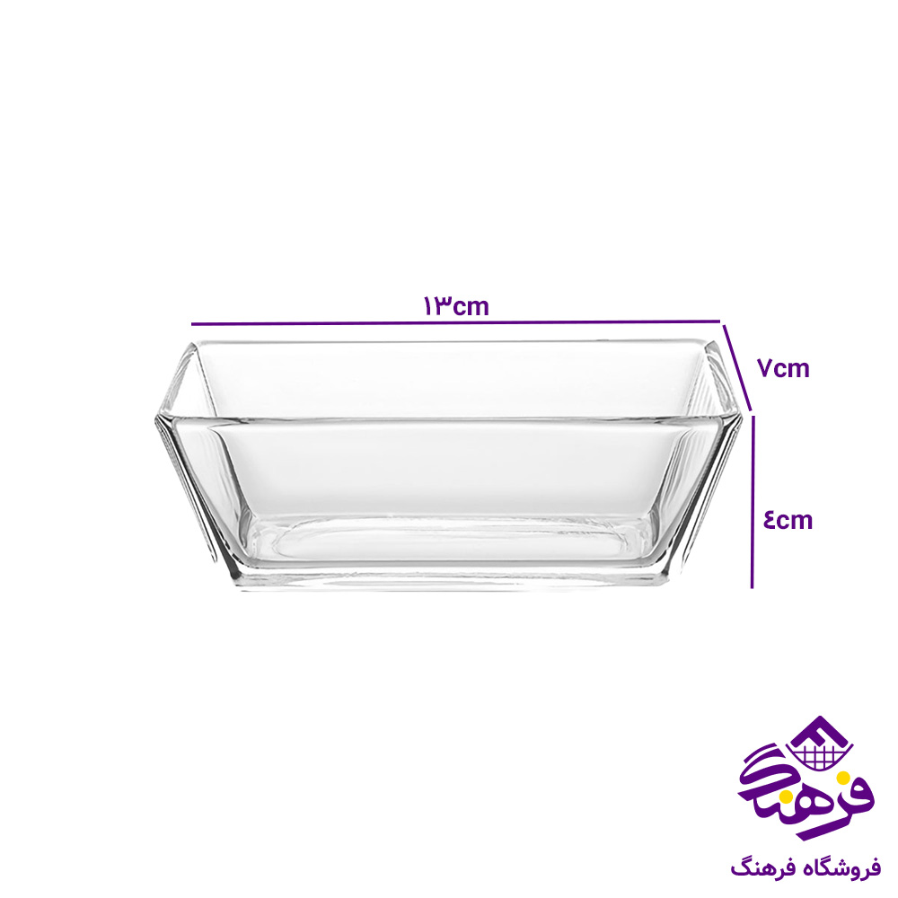 ظرف سرو مستطیل شیشه ای 6 عددی لیمون