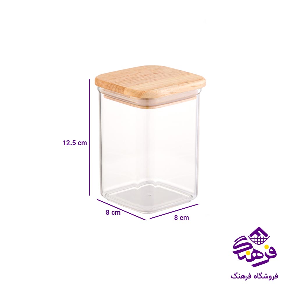 جا ادویه درب چوبی 4 گوش لیمون مدل سارینا سایز 2